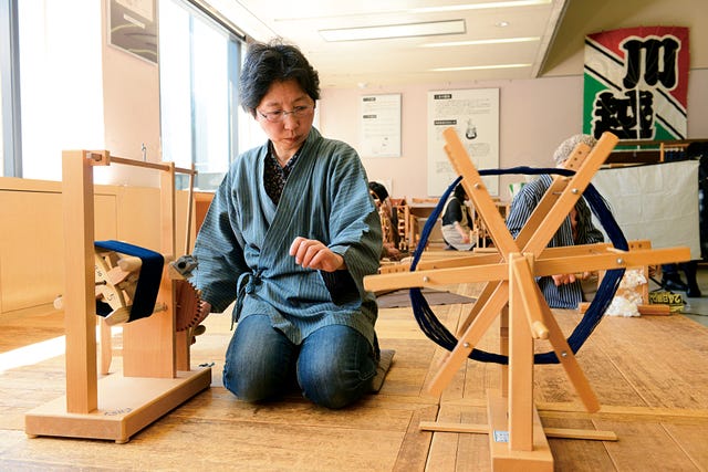 現代の川越唐桟の綛巻き