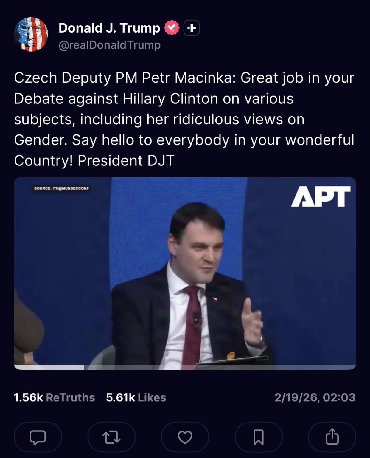 マチンクの伝説は成長しており、すでに自由世界の指導者から賞賛されています 😋