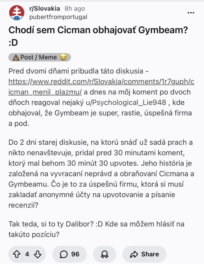 私たちはここで非常に問題を抱えています：ダリボル・チクマン氏はトロール農場にお金を払っています
