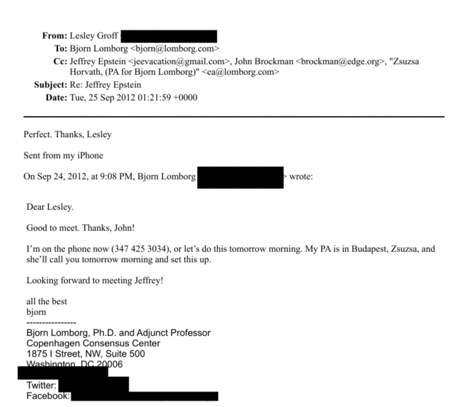 ビョルン・ロンボルグはエプスタインのファイルに含まれている