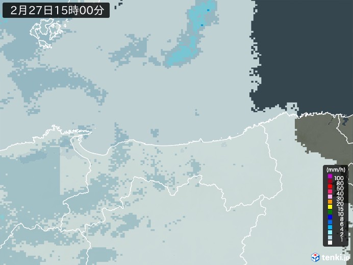 鳥取県の過去の雨雲レーダー(2026年02月27日) – 日本気象協会 tenki.jp 鳥取県の雨雲レーダー(2026年02月27日)