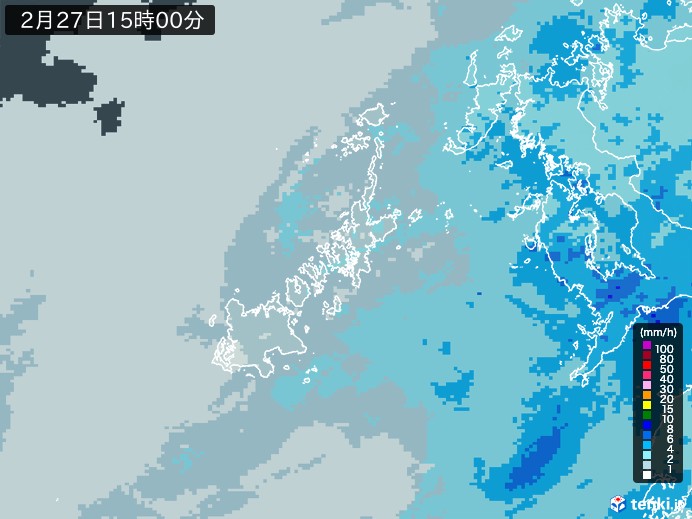 五島列島(長崎県)の過去の雨雲レーダー(2026年02月27日) – 日本気象協会 tenki.jp 五島列島(長崎県)の雨雲レーダー(2026年02月27日)