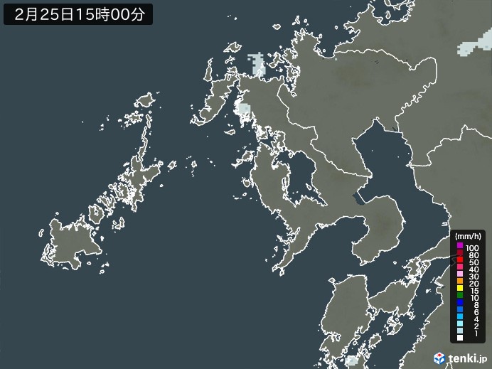 長崎県の過去の雨雲レーダー(2026年02月25日) – 日本気象協会 tenki.jp 長崎県の雨雲レーダー(2026年02月25日)