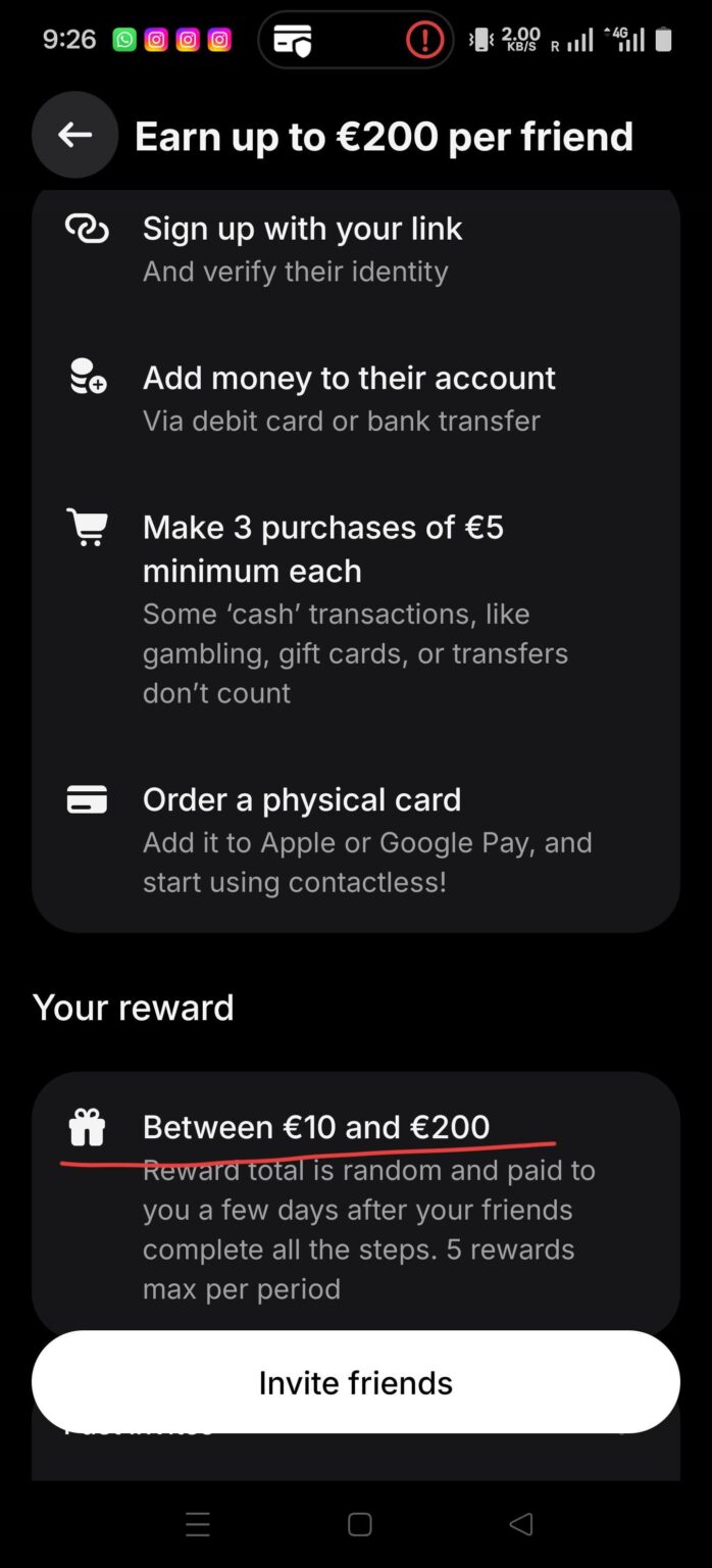 ここで Revolut を使用している人へ、誰かを紹介する場合に表示される金額はいくらですか?
