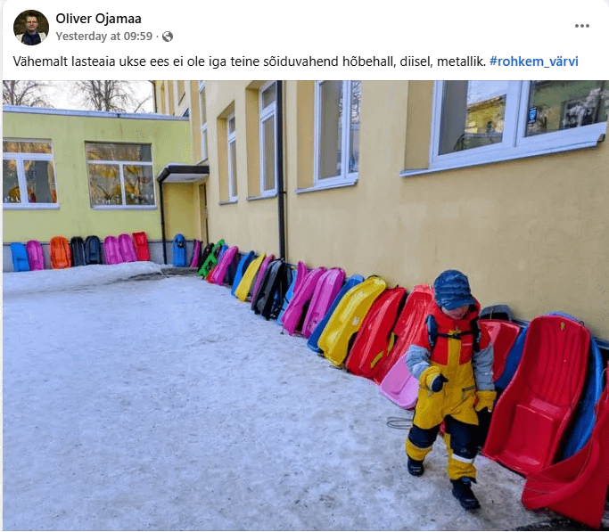 「少なくとも幼稚園のドアの前では、他のすべての車両がシルバーグレー、ディーゼル、メタリックではありません。」