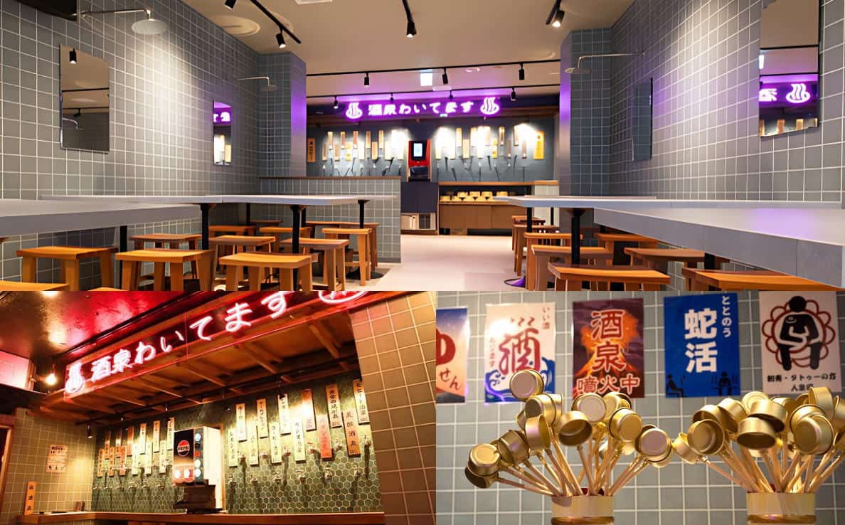 広島に銭湯居酒屋「大衆酒泉テルマエ」蛇口からお酒が飲み放題、激安で圧倒コスパも売り