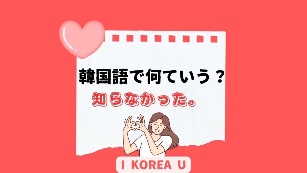 【たった1分韓国語】「知らなかった。」って韓国語で何？（I Korea U あいこ） - エキスパート