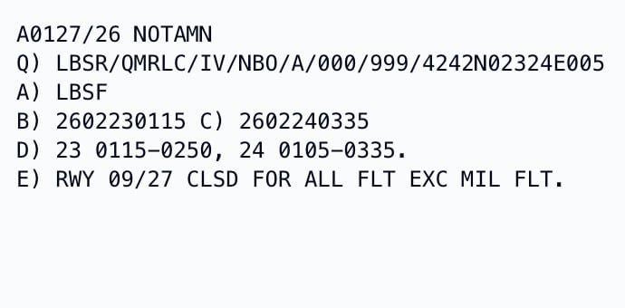 ソフィア空港は軍用便を除き、2月23日と2月24日の夜に閉鎖される。