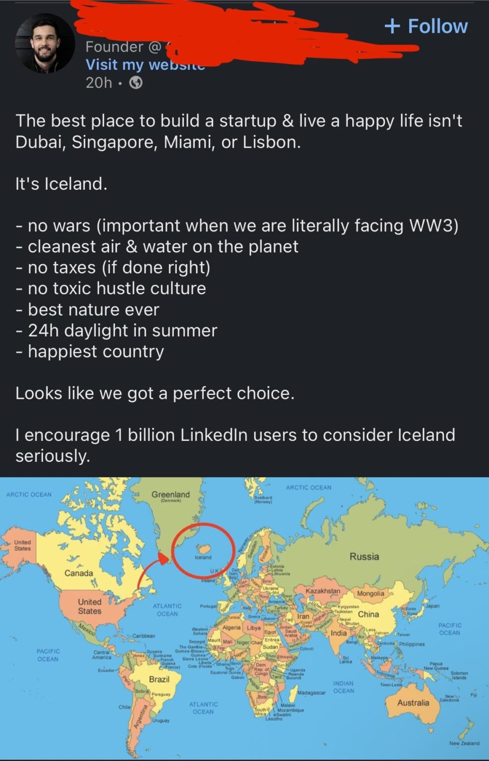 この人はアイスランドの冬を経験したことがないと思う。