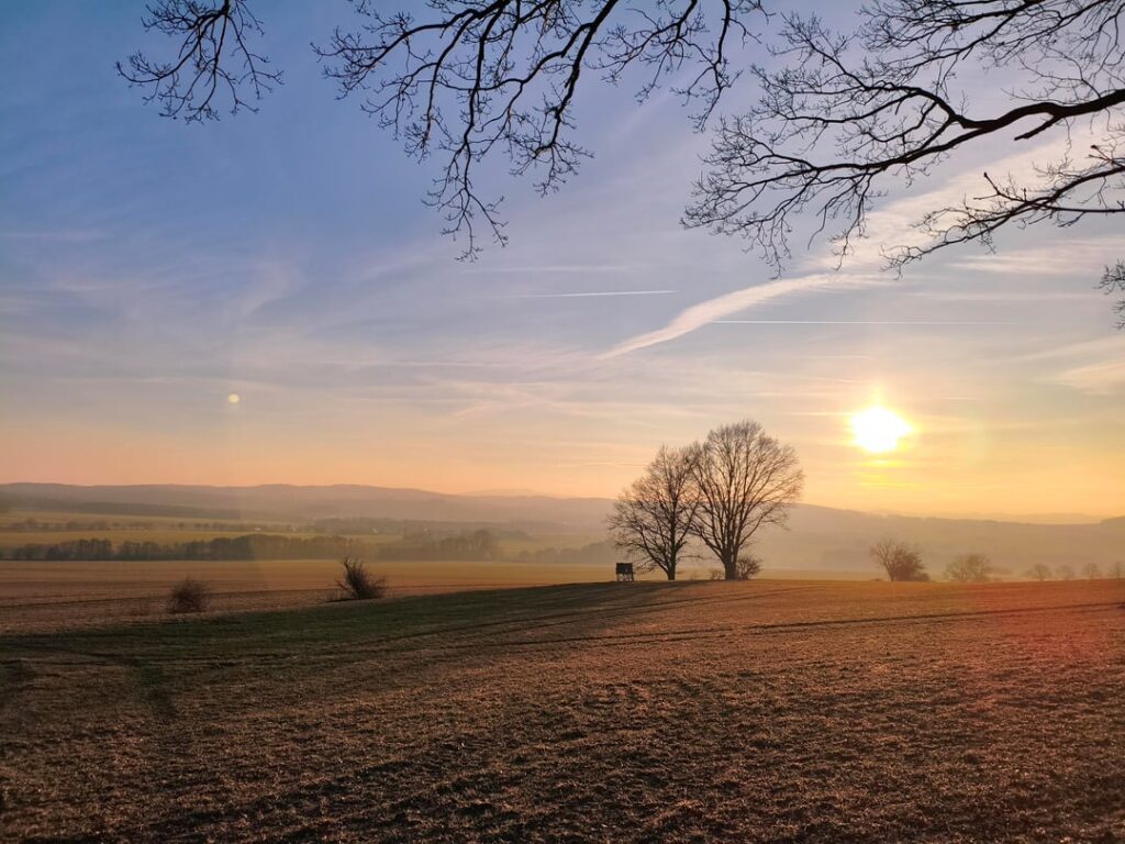 ザクセン州レーバウアー ベルクを望むロットシュタインの夕日の散歩 [OC]