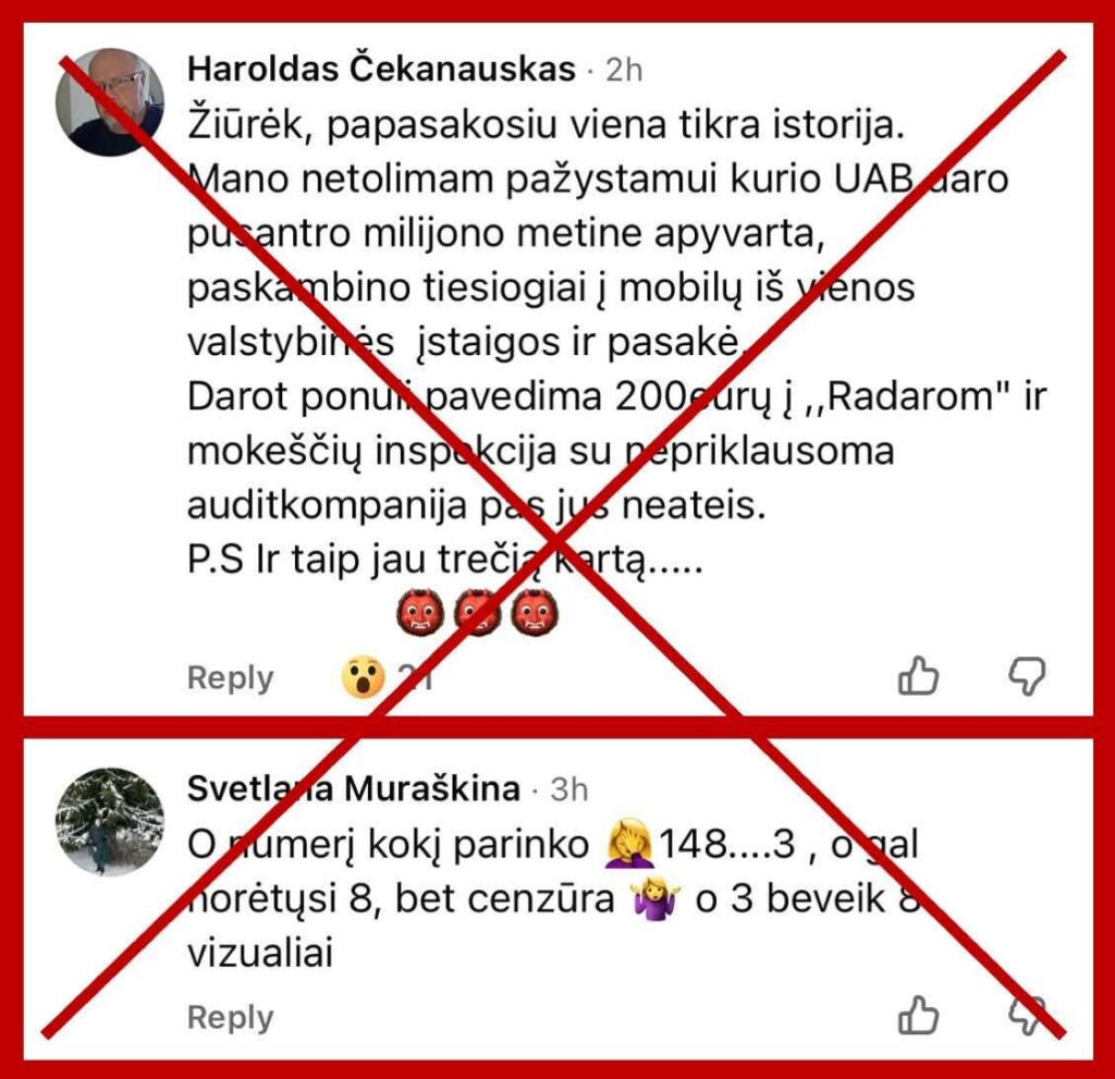 Radarom キャンペーンでは、ジェマイタイティス、ヴァイトカイ、セロファナ、ヤヌティエン、ヴェゲレ、オルラウスカ、ラゲルスキなどが団結します。現在、Radarom のアカウントには 232 万人がいます。ユーロですが、私たちは間違いなくもっと良くできるはずです。