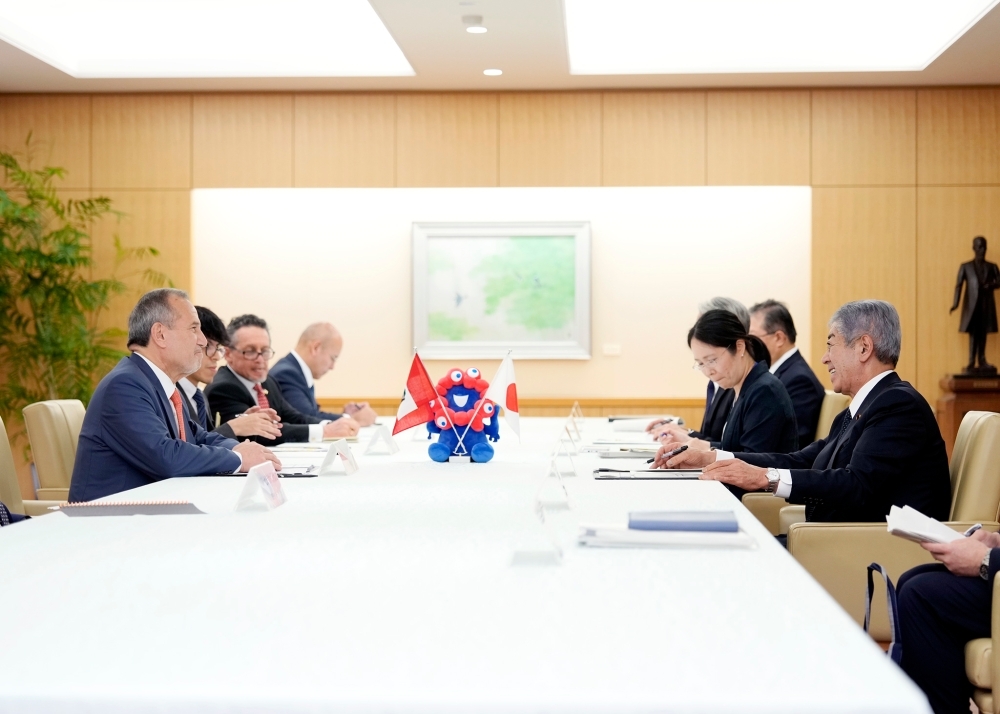 岩屋外務大臣とシアレル・ペルー外務大臣の会談の様子