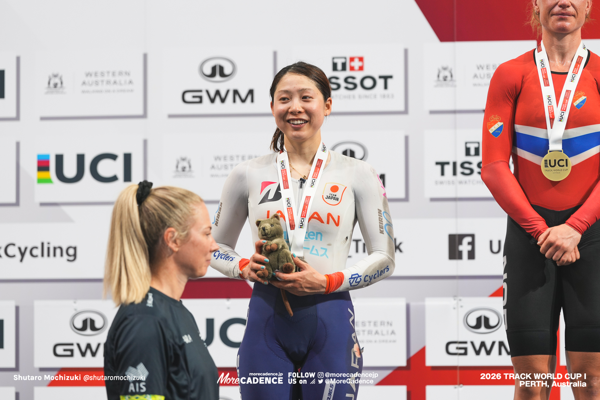 内野艶和, UCHINO Tsuyaka, JPN, 女子オムニアム, 表彰, WOMEN Elite Omnium, Podium, 2026ワールドカップ第1戦, オーストラリア, パース, 2026 UCI Track World Cup, Round 1, Perth, Australia