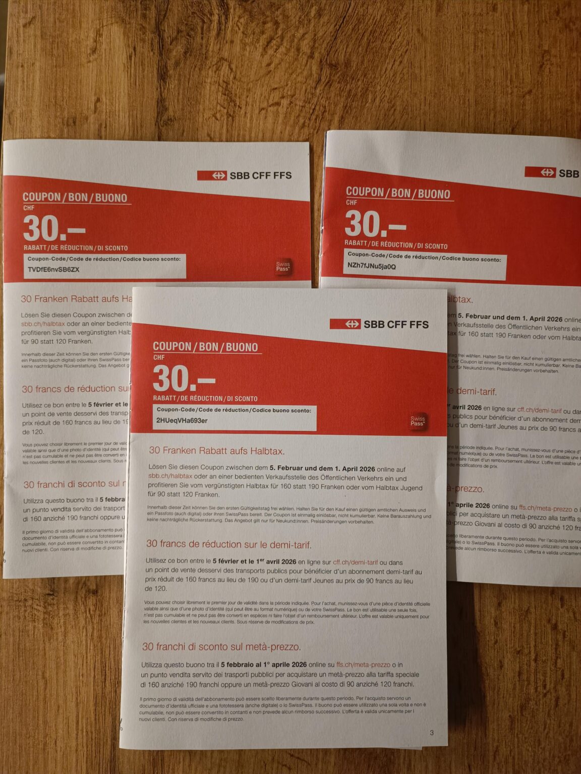 初めて HalbTax を購入する場合は 30 スイスフラン割引