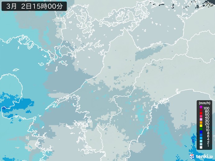 愛媛県の過去の雨雲レーダー(2026年03月02日) – 日本気象協会 tenki.jp 愛媛県の雨雲レーダー(2026年03月02日)