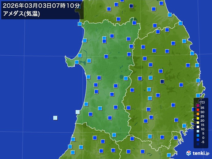 秋田県の今日のアメダスの記録(03月03日) - 日本気象協会 tenki.jp