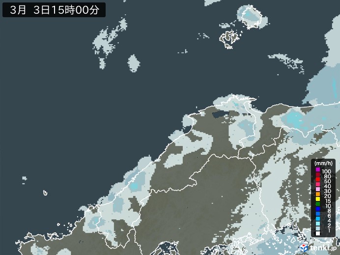 島根県の過去の雨雲レーダー(2026年03月03日) – 日本気象協会 tenki.jp 島根県の雨雲レーダー(2026年03月03日)
