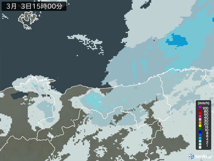 鳥取県の過去の雨雲レーダー(2026年03月03日) – 日本気象協会 tenki.jp 鳥取県の雨雲レーダー(2026年03月03日)