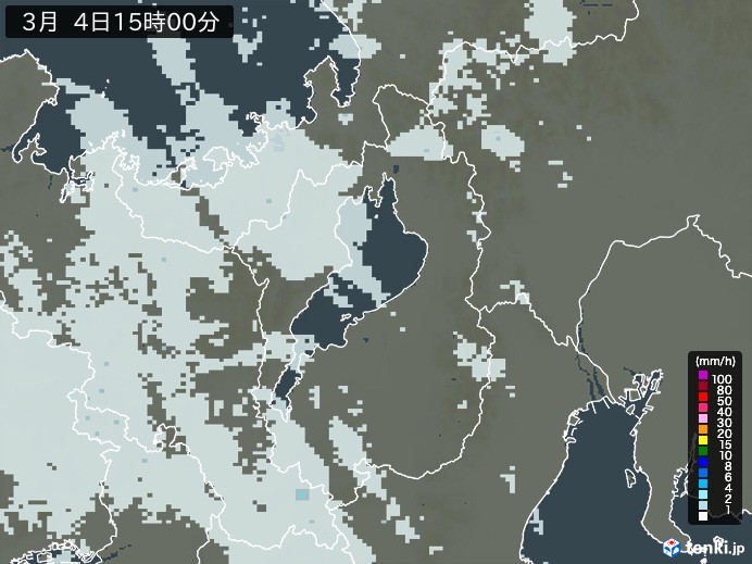 滋賀県の雨雲レーダー(2026年03月04日)