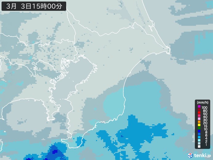 千葉県の雨雲レーダー(2026年03月03日)