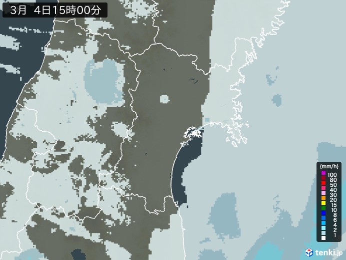 宮城県の過去の雨雲レーダー(2026年03月04日) – 日本気象協会 tenki.jp 宮城県の雨雲レーダー(2026年03月04日)