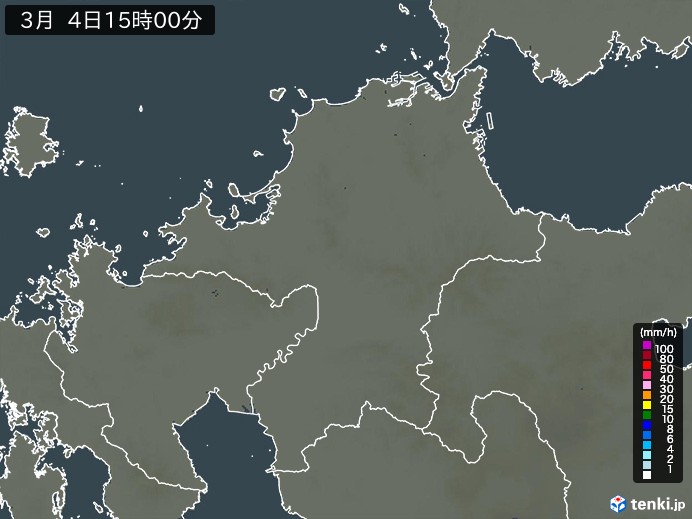 福岡県の雨雲レーダー(2026年03月04日)