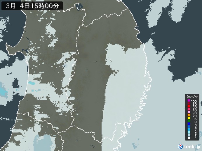 岩手県の過去の雨雲レーダー(2026年03月04日) – 日本気象協会 tenki.jp 岩手県の雨雲レーダー(2026年03月04日)