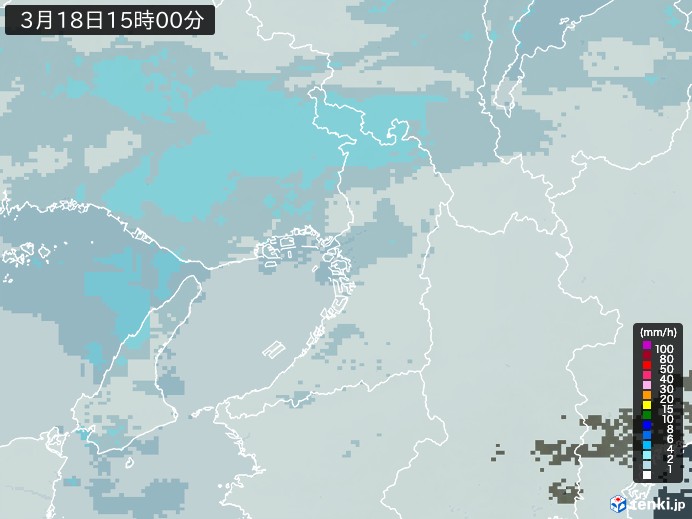 大阪府の雨雲レーダー(2026年03月18日)