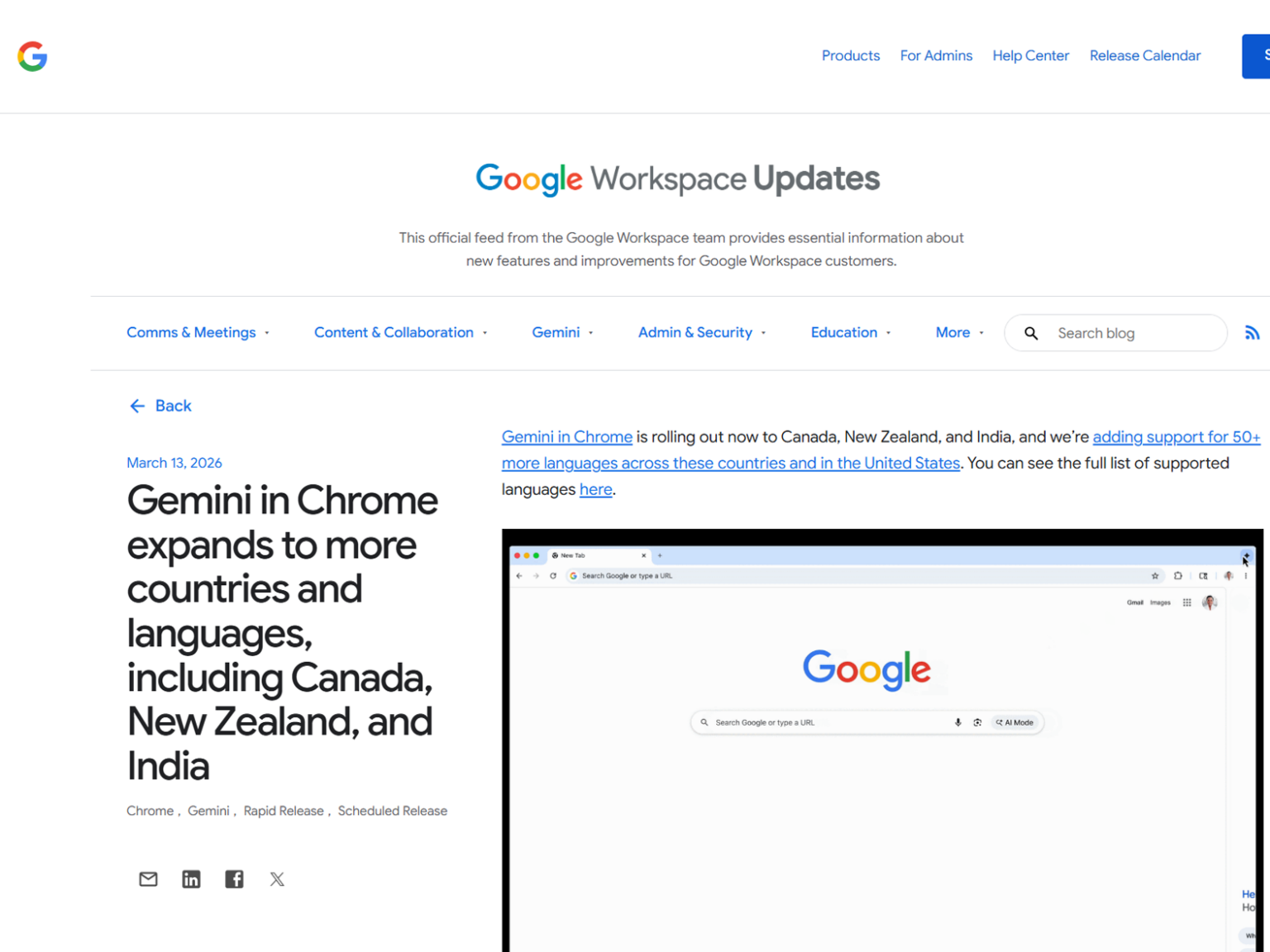 「Gemini in Chrome」の対応言語が拡大 ～日本語を含む50以上の言語で利用可能に - 窓の杜