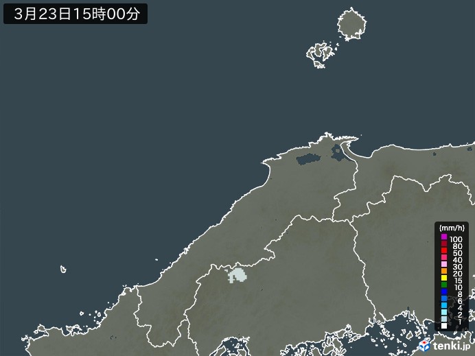 島根県の雨雲レーダー(2026年03月23日)