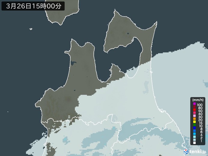 青森県の過去の雨雲レーダー(2026年03月26日) – 日本気象協会 tenki.jp 青森県の雨雲レーダー(2026年03月26日)