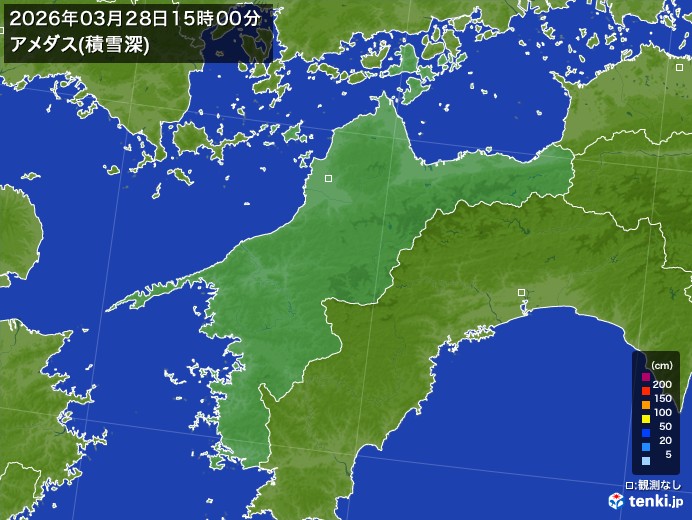 愛媛県の過去のアメダス実況(2026年03月28日)(積雪深) - 日本気象協会 tenki.jp