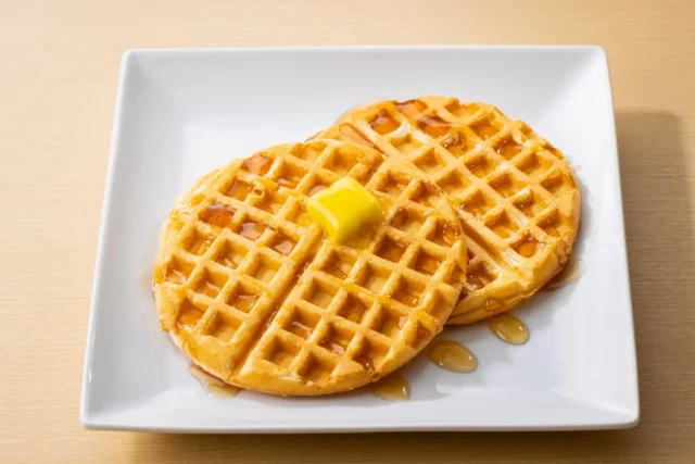 バターとメープルシロップがけのワッフル