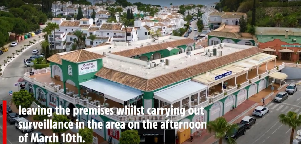 ニール·クレメントが麻薬をしたスペイン·ミハス·リビエラ·デル·ソル地域のあるショッピングセンターの姿。/写真=ザ·サン·カルムリ