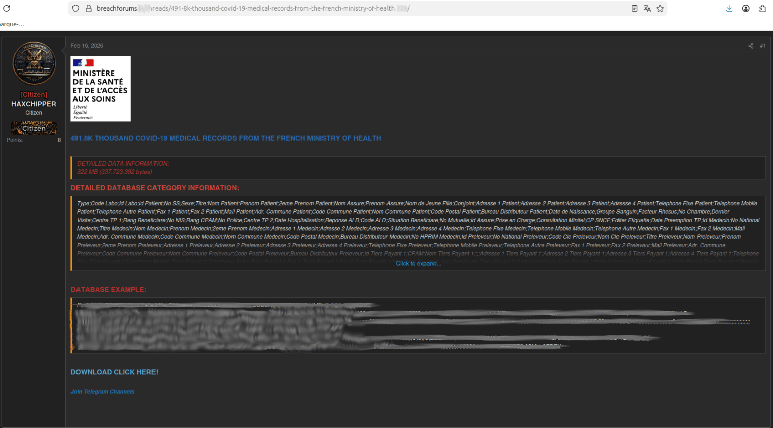 新型コロナウイルス感染症（COVID 19）のワクチン接種を受けた49万人およびワクチン接種を受けた介護者の個人連絡先詳細が公開され、無料でダウンロードできる