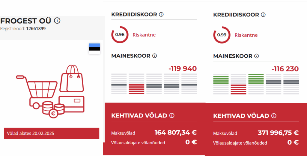 eショップFROG.EEの税金負債は536,804ユーロに達する