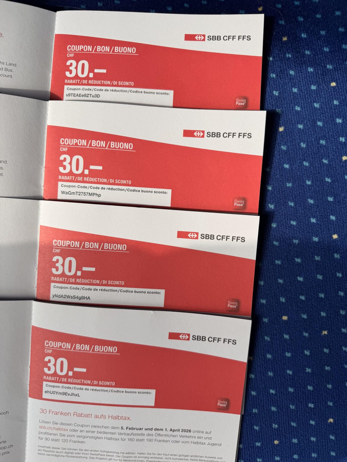 ハルブタックス用クーポン 30Chf