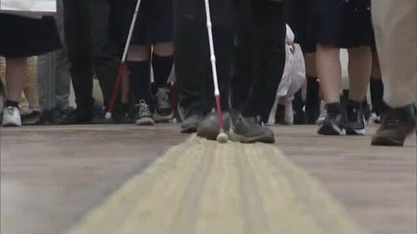 点字ブロックの日を前に 発祥の地・岡山で視覚障がい者らが啓発（岡山市）