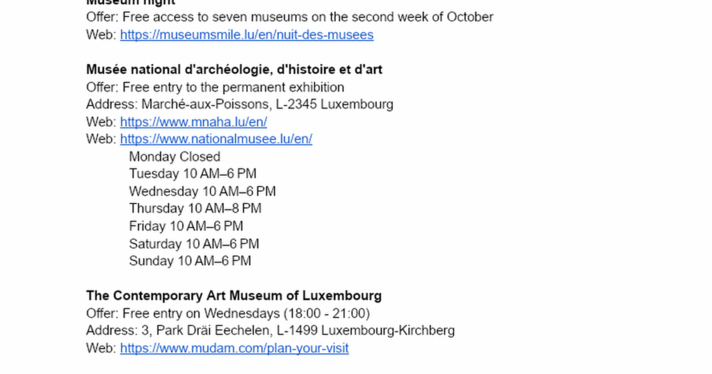 ルクセンブルクの無料またはほぼ無料のアクティビティやイベント