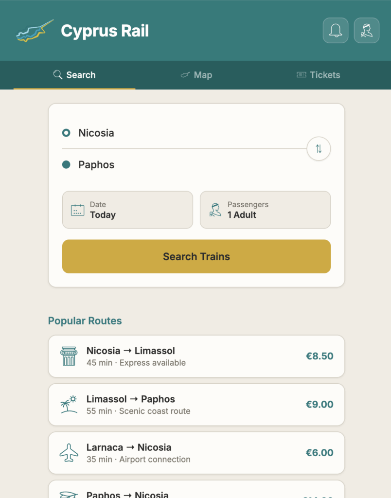 キプロス向け鉄道アプリ