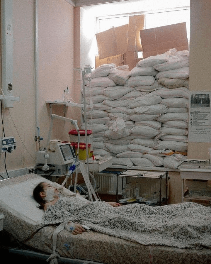 ウクライナのザポリージャにある病院。ロシアによるウクライナの病院への攻撃のため。