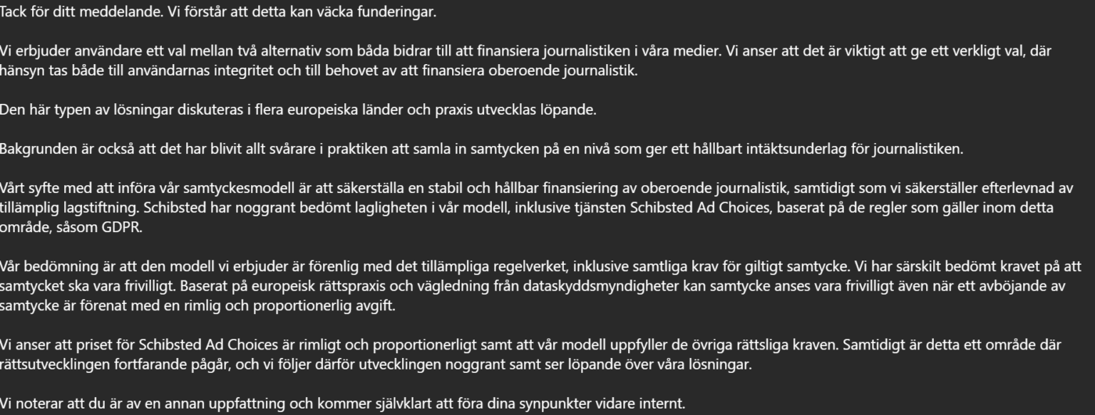 シブステッド氏の答えは、パーソナライズされた広告の拒否に対して料金を請求することだ