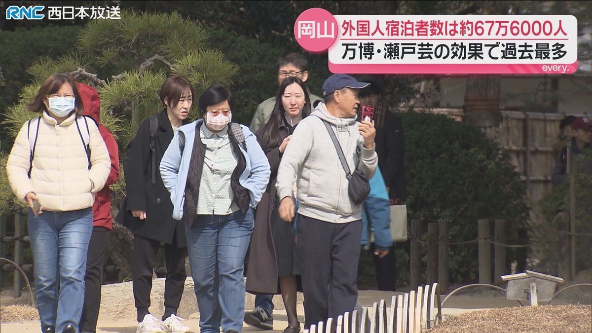 岡山県に宿泊した外国人　約67万6000人　過去最多を更新