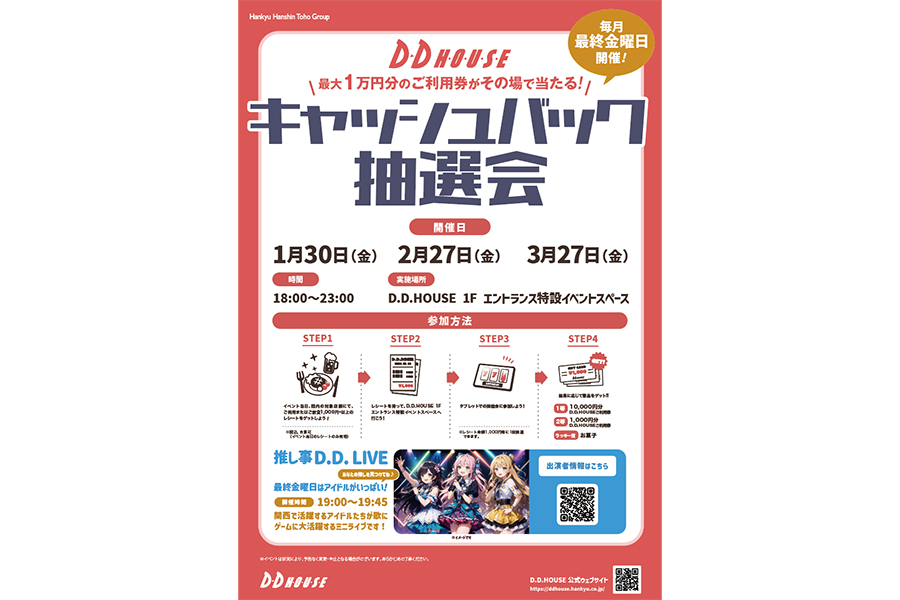 「D.D.HOUSE」のキャッシュバック抽選会
