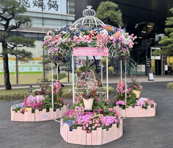 福岡の「まちなか花装飾」