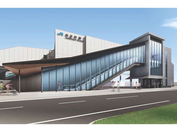 駅の完成予想図（画像引用：向日市「JR向日町駅自由通路等整備に係る工事説明会」）