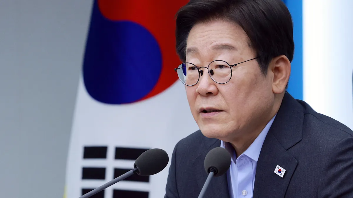 韓国の電子入国システムで、台湾の表記がいまだ「中国（台湾）（CHINA（TAIWAN））」のまま変更されていない問題。写真は韓国の李在明（イ・ジェミョン）大統領。（資料写真/AP通信）