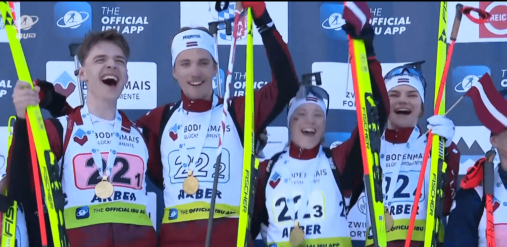 アーバー2026の混合リレーユースジュニア世界バイアスロン選手権でラトビアが優勝