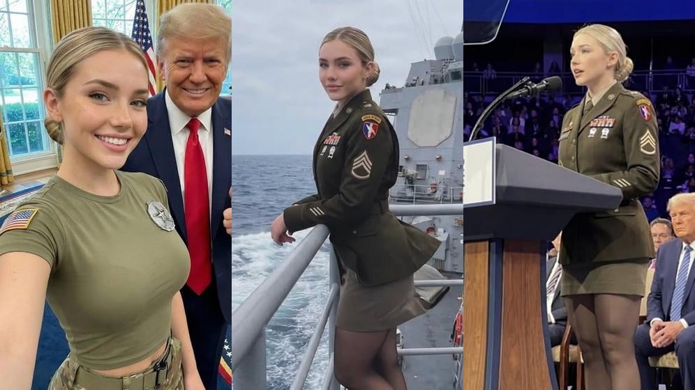トランプ大統領を支持する美しい金髪の陸軍女性兵士ジェシカ・フォスターは実在しないニセモノだった、SNS上で愛国ポルノを煽るために100％AI製