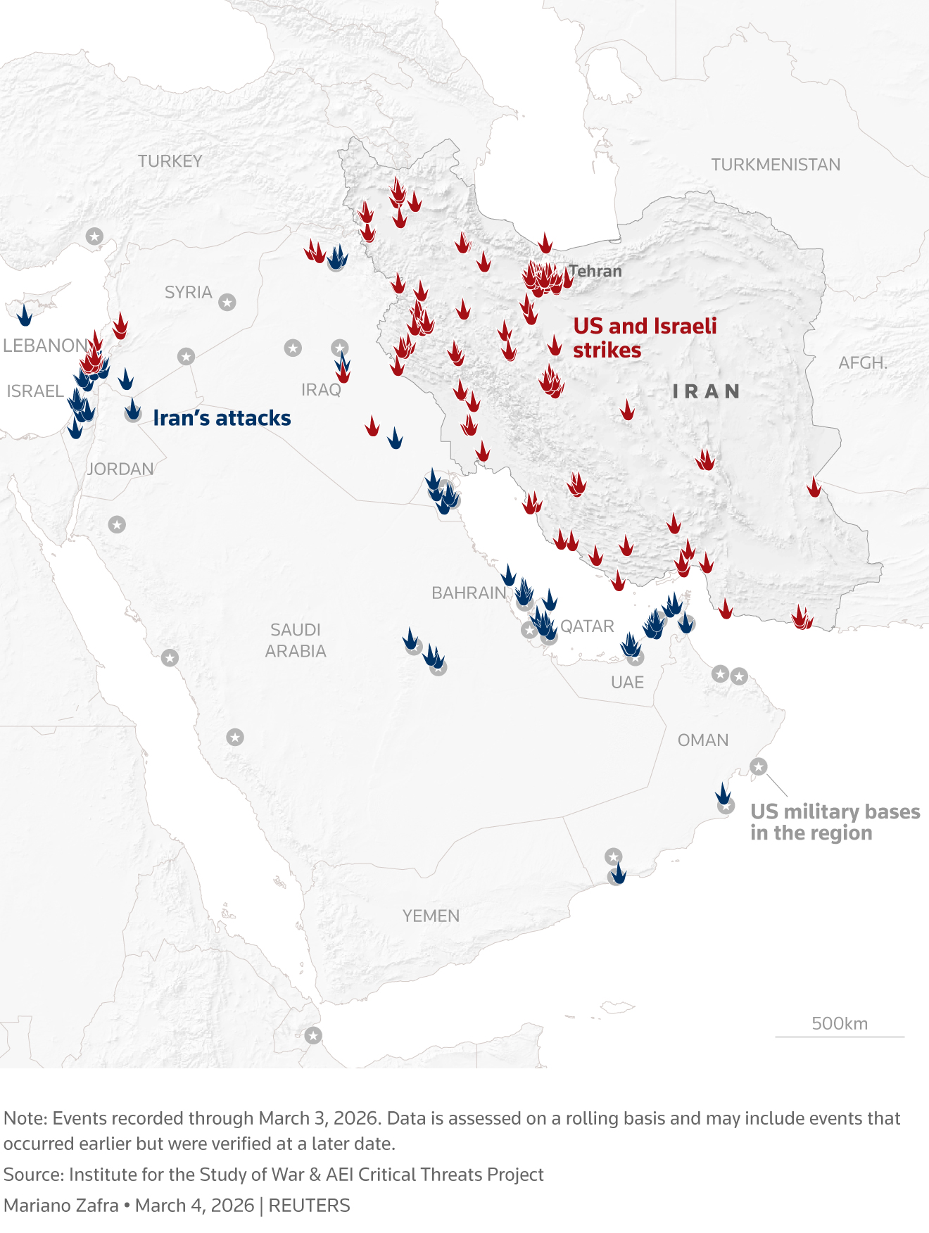 Graphic: A map of attacks and counterattacks